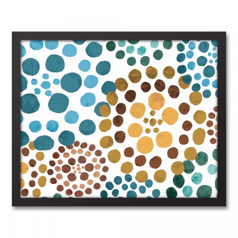 Colorful Floral Dots 16x20 Black Framed Canvas