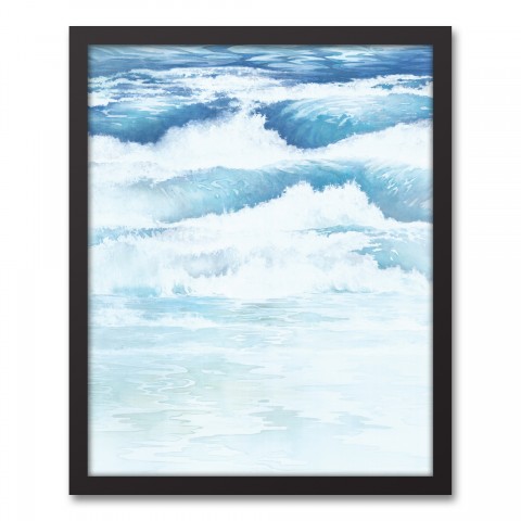 Crashing Open Waves 16x20 Black Framed Canvas