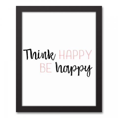 Think Happy Be Happy 11x14 Black Framed Canvas