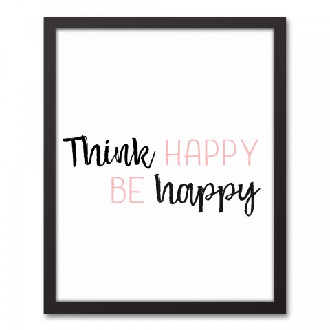 Think Happy Be Happy 16x20 Black Framed Canvas