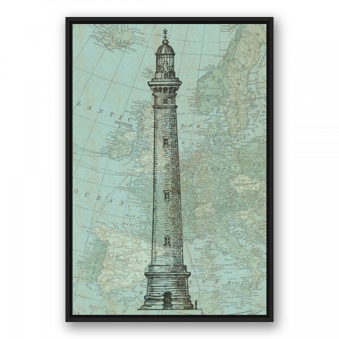 Lighthouse Coastal Map Wall Art