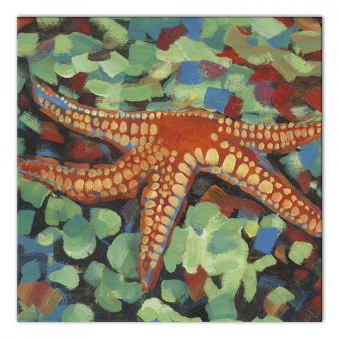 Painted Starfish on Sea glass Wall Art