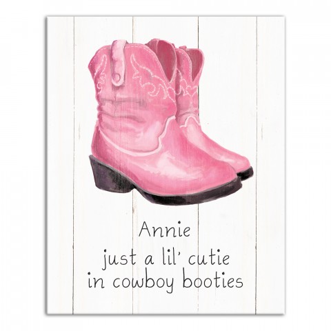 Just a Little Cutie in Cowboy Booties 16x20 Personalized Canvas Wall Art