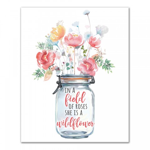 Wildflower Mason Jar 16x20 Canvas Wall Art