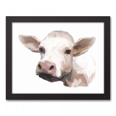 Painterly Calf 11x14 Black Framed Canvas