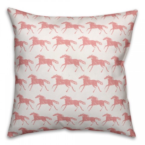 Galloping Pink Horses 16x16 Spun Poly Pillow