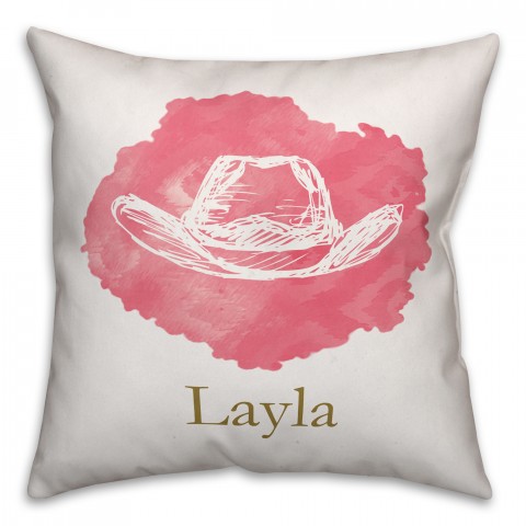 Watercolor Cowgirl 16x16 Personalized Spun Poly Pillow
