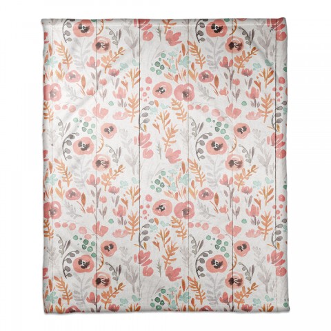 Pink Floral Barnwood 50x60 Coral Fleece Blanket