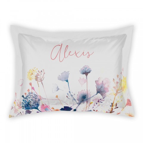 Watercolor Florals Standard Personalized Brushed Poly Sham