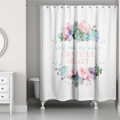 Start Each Day with a Grateful Heart 71x74 Shower Curtain