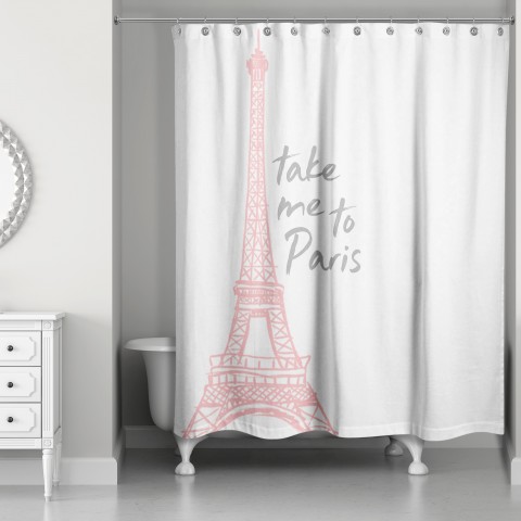 Take Me To Paris 71x74 Shower Curtain