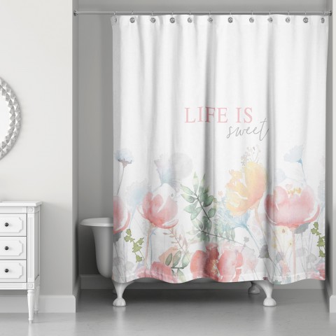 Life is Sweet Florals 71x74 Shower Curtain
