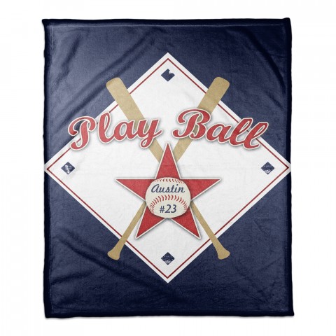 Play Ball 30x40 Personalized Coral Fleece Blanket