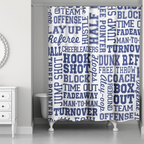 Basketball Words 71x74 Shower Curtain