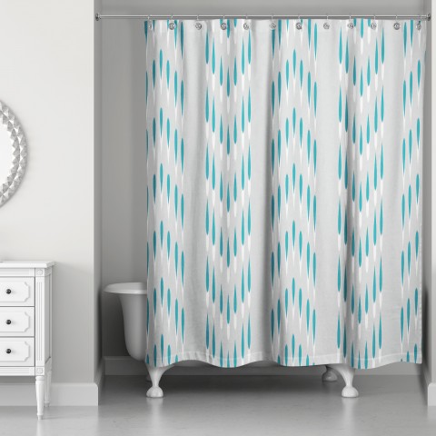 Teal Geo Ikat 71x74 Shower Curtain
