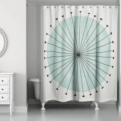 Mod Blue Sun 71x74 Shower Curtain