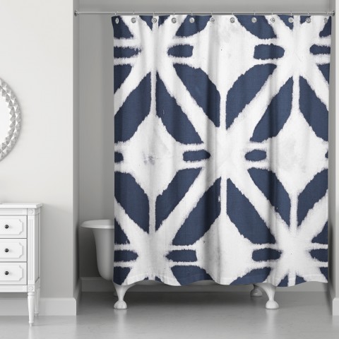 Navy Ink Pattern 71x74 Shower Curtain