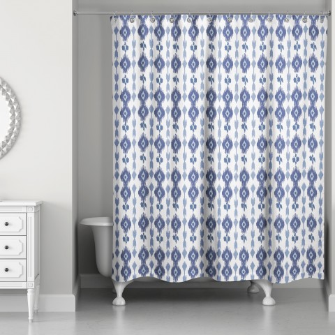 Navy Southwest Ikat 71x74 Shower Curtain