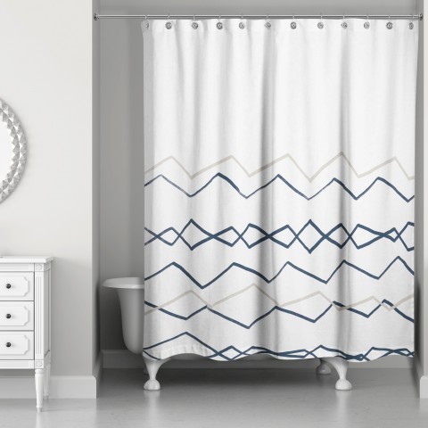 Navy Tribal Lines 71x74 Shower Curtain