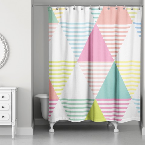 Pastel Geo Triangles 71x74 Shower Curtain