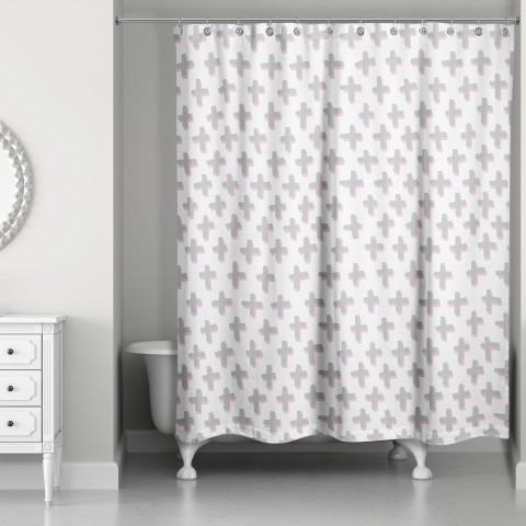 Pink and Gray Plus 71x74 Shower Curtain