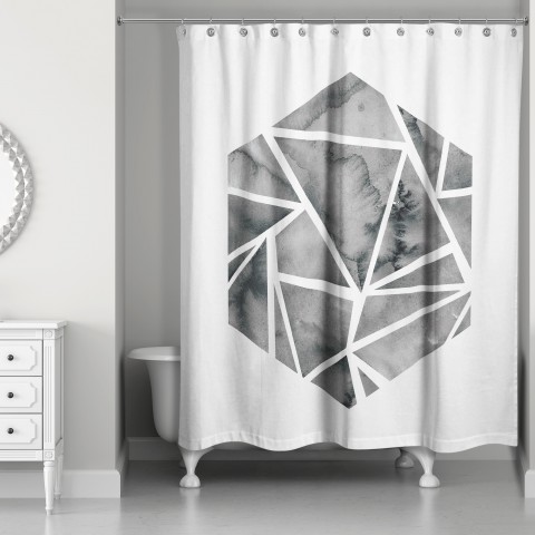 Shattered Hexagon 71x74 Shower Curtain
