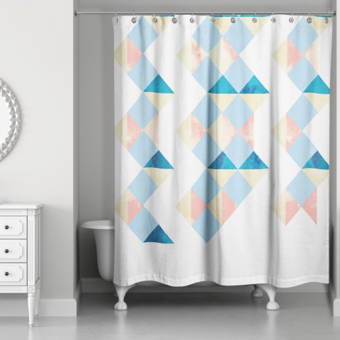 Zig Zag Squares 71x74 Shower Curtain