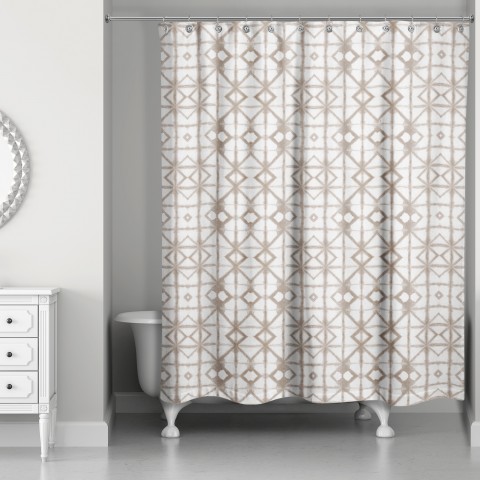 Tan Shibori 71x74 Shower Curtain