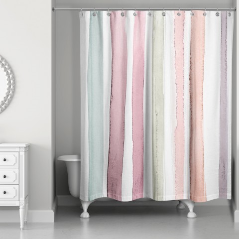 Watercolor Stripes 71x74 Shower Curtain