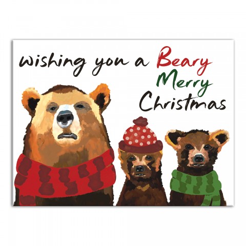 Beary Merry Christmas 12x16 Canvas Wall Art