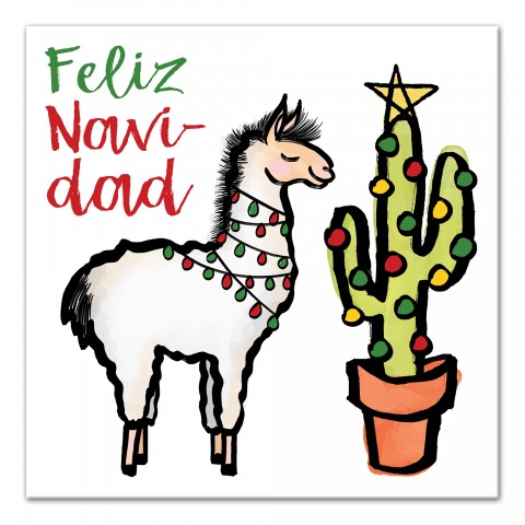 Feliz Navidad Llama 16x16 Canvas Wall Art