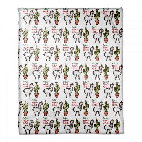 Feliz Navidad Llama 50x60 Coral Fleece Blanket