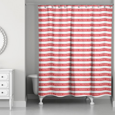 Merry Christmas Stripes 71x74 Shower Curtain