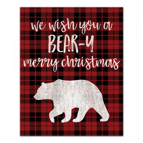 We Wish You a Bear-y Merry Christmas 16x20 Canvas Wall Art