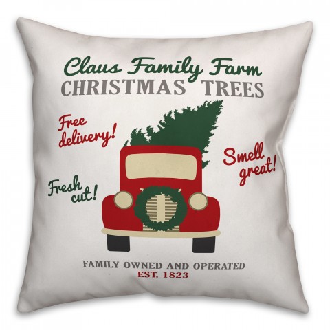 Claus Family Christmas Tree Farm Pillow