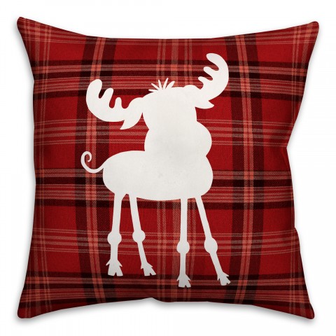 Plaid Baby Moose Pillow