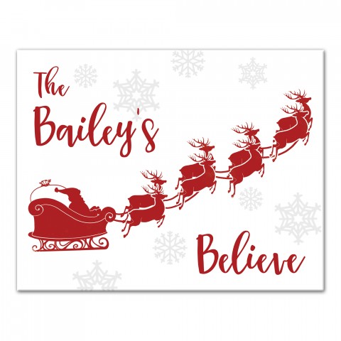 Our Family Believes in Santa 11x14 Personalized Canvas Wall Art