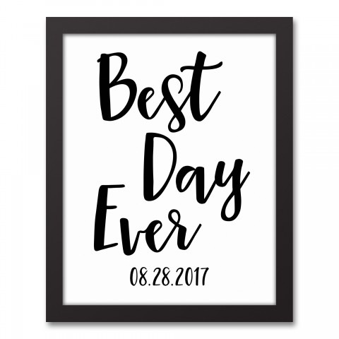 Best Day Ever with Date 11x14 Personalized Black Framed Canvas