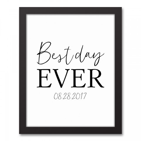 Best Day Ever Mixed Font with Date 11x14 Personalized Black Framed Canvas