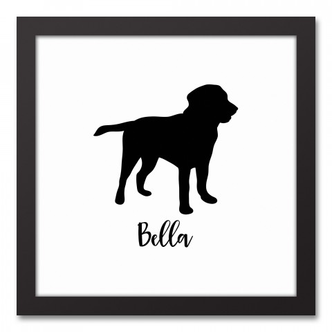 Lab Silhouette Script  12x12 Personalized Black Framed Canvas