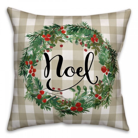 Noel Wreath 18x18 Spun Poly Pillow