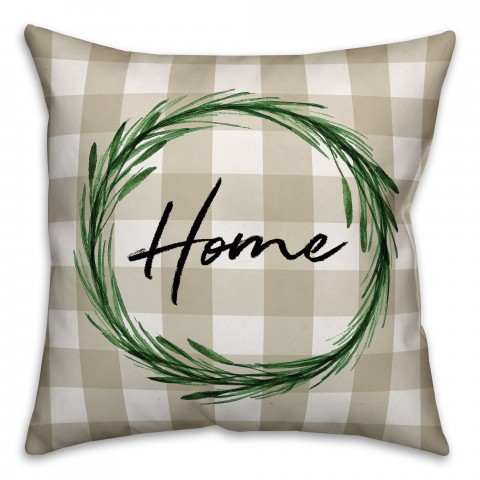 Home Wreath 18x18 Spun Poly Pillow