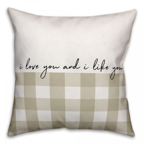 I Love You and I Like You 18x18 Spun Poly Pillow