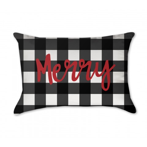 Merry Black Buffalo Check 14x20 Spun Poly Pillow