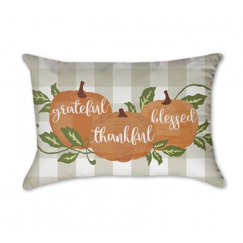 Grateful Thankful Blessed Buffalo Check 14x20 Spun Poly Pillow