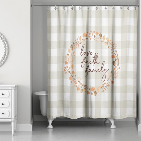 Love Faith Family 71x74 Shower Curtain
