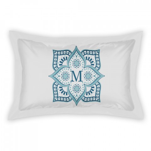 Blue Tile Border King Personalized Brushed Poly Sham