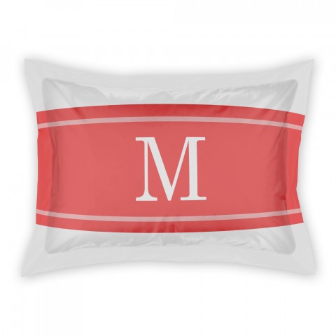 Coral Dots and Stripes Standard Personalized Brushed Poly Sham