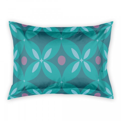 Teal Abstract Quatrefoil Sham