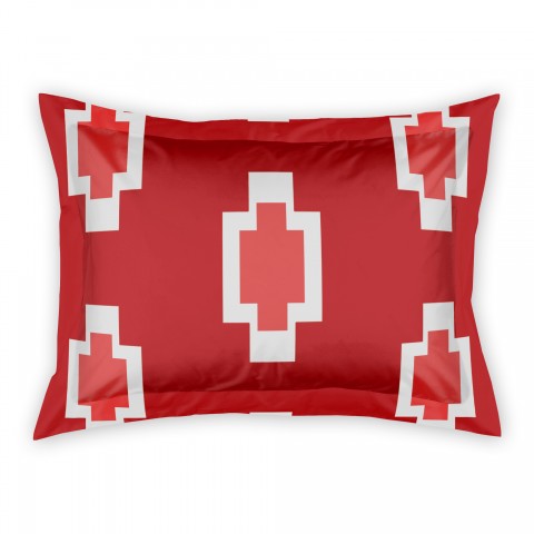 Red Tribal Block Pattern Sham